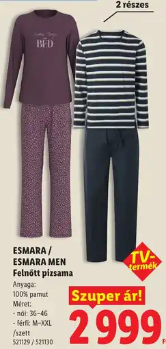 Lidl Esmara / Esmara Men Felnőtt pizsama ajánlat