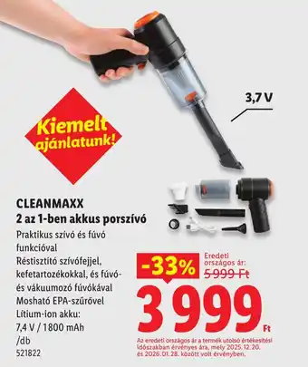 Cleanmaxx 2 az 1-ben akkus porszívó