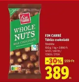 Lidl FIN CARRÉ Táblás csokoládé ajánlat