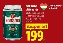 Lidl BORSODI Világos sör ajánlat