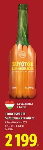 Lidl TOKAJ SPIRIT Sütőtökízű krémlikőr ajánlat