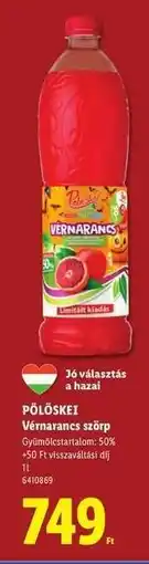 Lidl PÖLÖSKEI Vérnarancs szörp ajánlat