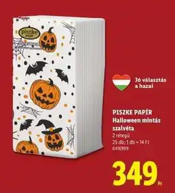 Lidl PISZKE PAPÍR Halloween mintás szalvéta ajánlat