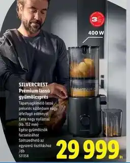 Lidl SILVERCREST Prémium lassú gyümölcsprés ajánlat