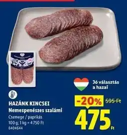 Lidl HAZÁNK KINCSEI Nemespenészes szalámi ajánlat