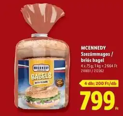 Lidl MCENNEDY Szezámmagos / briós bagel ajánlat