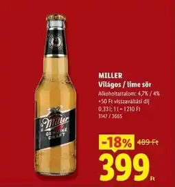 Lidl MILLER ajánlat