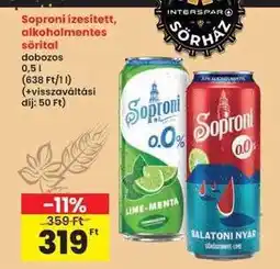 Interspar Soproni ízesített, alkoholmentes sörital ajánlat