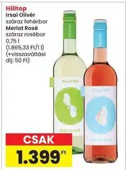 Interspar Hilltop Irsai Olivér száraz fehérbor Merlot Rosé száraz rosébor ajánlat