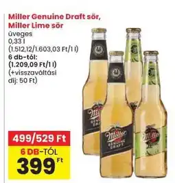 Spar Miller Genuine Draft sör, Miller Lime sör ajánlat