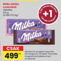 Spar MILKA Táblás csokoládé ajánlat