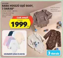 ALDI Lily & Dan Baba Hosszú Ujjú Body, 3 Darab ajánlat
