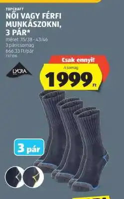 ALDI Női vagy férfi munkás zokni, 3 pár ajánlat