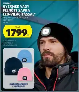 ALDI Gyermek vagy felnőtt sapka LED-világítással ajánlat