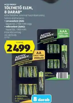 ALDI ACTIV ENERGY Tölthető Elem, 8 darab ajánlat