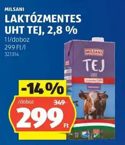 ALDI MILSANI LAKTÓZMENTES UHT TEJ, 2,8% ajánlat