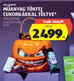 ALDI Műanyag Tökfej Cukorkákkal Töltve ajánlat