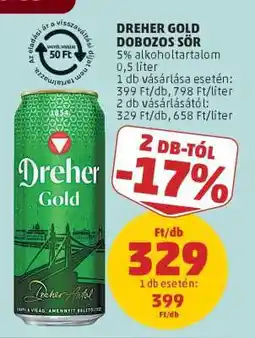PENNY Dreher Gold Dobozos Sör ajánlat