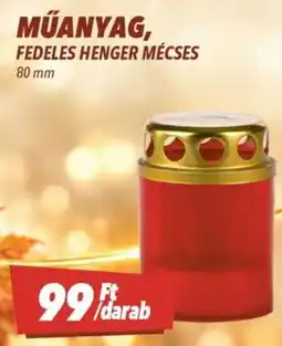 CBA műanyag fedeles henger mécses ajánlat
