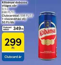 Tesco Kőbányai dobozos világos sör ajánlat