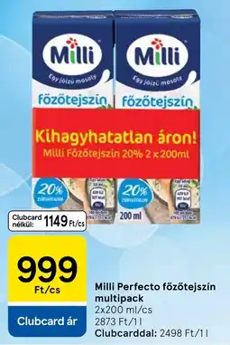 Tesco Milli Perfecto főzötejszín ajánlat