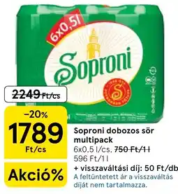 Tesco Soproni dobozos sör ajánlat