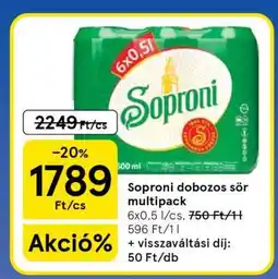 Tesco Soproni Dobozos Sör Multipack ajánlat