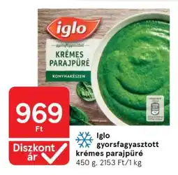 Tesco Iglo gyorsfagyasztott krémes parajpüré ajánlat