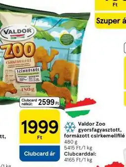 Tesco Valdor Zoo gyorsfagyasztott, formázott csirkemellfilé ajánlat