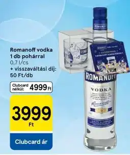 Tesco Romanoff vodka 1 db pohárral ajánlat