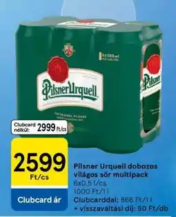 Tesco Pilsner Urquell dobozos világos sör multipack ajánlat