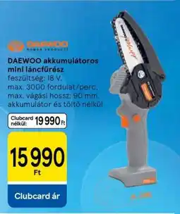 Tesco Daewoo akkumulátoros mini láncfűrész ajánlat