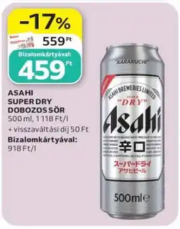 Auchan ASAHI SUPER DRY DOBOZOS SÖR ajánlat