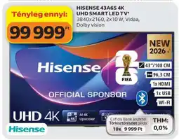 Auchan HISENSE 43A6S 4K UHD SMART LED TV ajánlat
