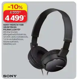 Auchan SONY MDRZX110B VEZETÉKES FEJHALLGATÓ ajánlat