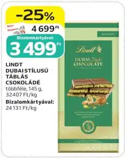 Auchan Lindt Dubaistílusú táblás csokoládé ajánlat