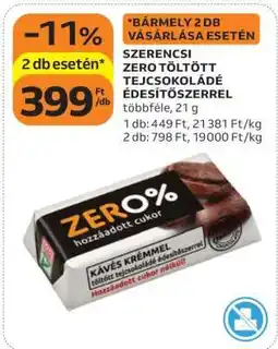 Auchan Szerencsi Zero% Töltött Tejcsokoládé Édesítőszerrel ajánlat