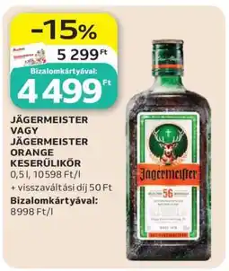 Auchan Jägermeister vagy Jägermeister Orange Keserűlikőr ajánlat