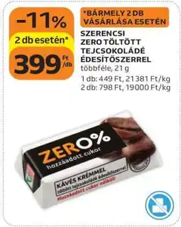 Auchan Szerencsi Zero% Töltött Tejcsokoládé Édesítőszerrel ajánlat