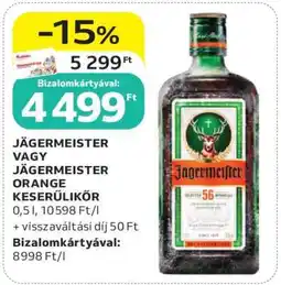 Auchan Jägermeister vagy Jägermeister Orange Keserűlikőr ajánlat