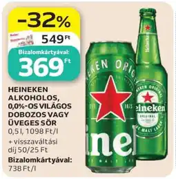 Auchan HEINEKEN ALKOHOLLOS, 0,0%-OS VILÁGOS DOBOZOS VAGY ÜVEGES SÖR ajánlat
