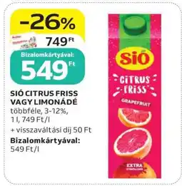 Auchan SIÓ CITRUS FRISS VAGY LIMONÁDÉ ajánlat