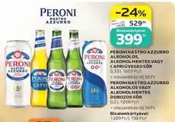 Auchan PERONI NASTRO AZZURRO ALKOHOLOS, ALKOHOLMENTES VAGY CAPRI ÜVEGES SÖR ajánlat