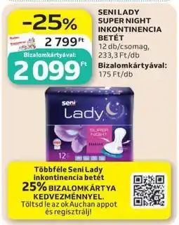Auchan SENI LADY SUPER NIGHT INKONTINENCIA BETÉT ajánlat