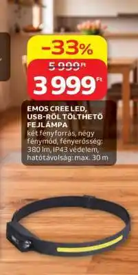 Auchan EMOS CREE LED, USB-RŐL TÖLTHETŐ FEJLÁMPA ajánlat
