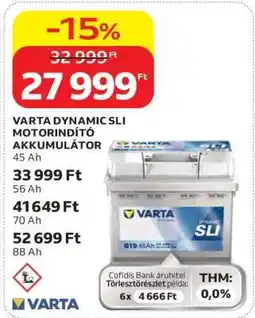 Auchan VARTA DYNAMIC SLI MOTORINDÍTÓ AKKUMULÁTOR ajánlat