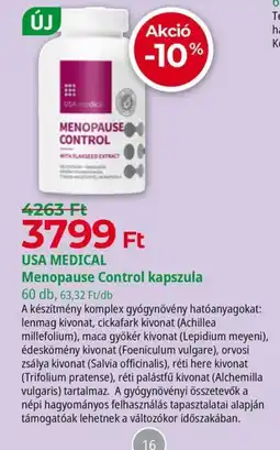 Herbaház USA Medical Menopause Control kapszula ajánlat
