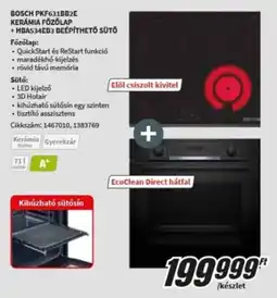 MediaMarkt Bosch kerámia főzőlap + beépíthető sütő ajánlat