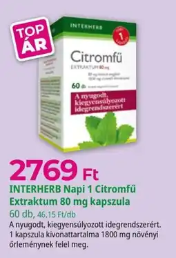 Herbaház Interherb napi 1 citromfű extraktum 80 mg kapszula ajánlat