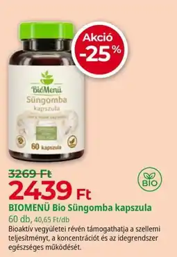 Herbaház Biomenü bio sünigomba kapszula ajánlat